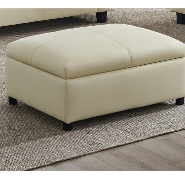 Cream Leather Footstool BOSTON
