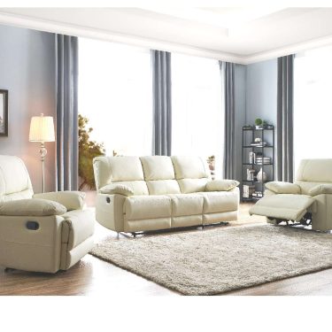 Cream Leather 3 Seater + 2 Armchairs OREGON