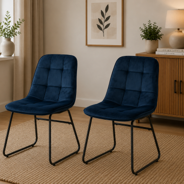 Sapphire Blue Velvet Dining Chairs Set of 2 - LUCCA