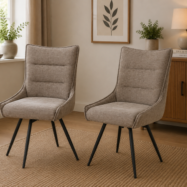 Fawn Fabric Swivel Dining Chairs Set of 2 - LEW