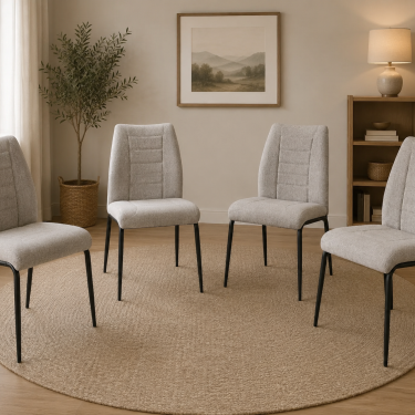 Grey Fabric Dining Chairs Set of 4 - CHILL