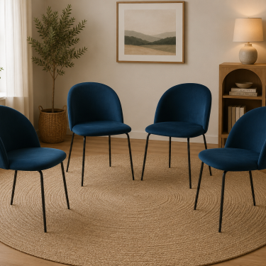 Sapphire Blue Velvet Dining Chairs Set of 4 - BEE