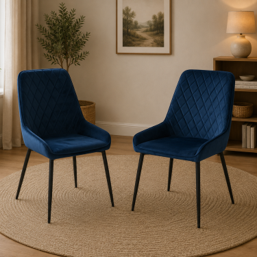 Sapphire Blue Velvet Dining Chairs set of 2 - EVAN