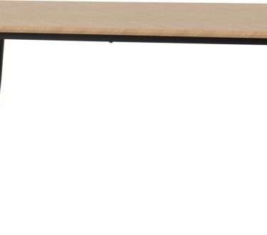 Medium Oak Effect/ Black Large Dining Table - HENRY
