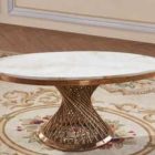 Rose Gold/ White Marble Round Dining Table - PAYSON
