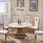 Rose Gold/ White Marble Round Dining Table - PAYSON